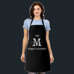 Personalised Name Monogram Black Apron<br><div class="desc">Personalised Name Monogram Black Apron</div>
