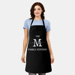Personalised Name Monogram Black Apron