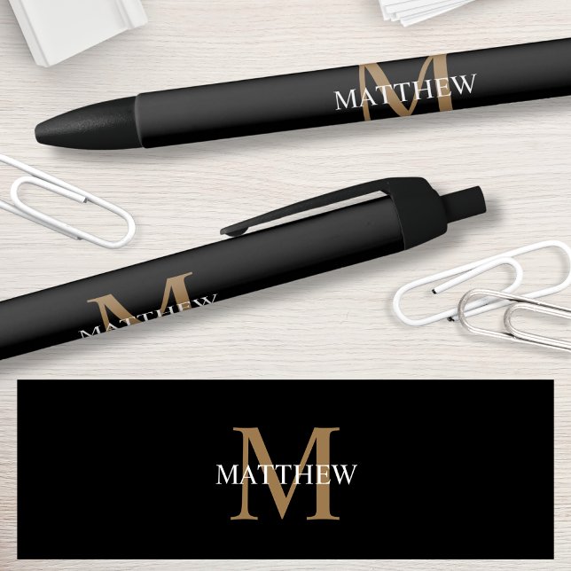 Personalised Name Monogram Black Black Ink Pen (Creator Uploaded)