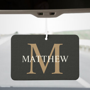 Personalised Name Monogram Black Car Air Freshener