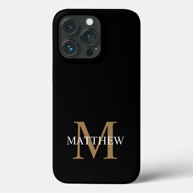 Personalised Name Monogram Black Case-Mate iPhone Case (Back)