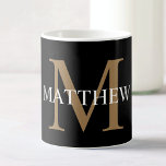Personalised Name Monogram Black Coffee Mug<br><div class="desc">Create your own personalised black round coffee mug with your custom name and monogram.</div>