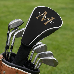 Personalised Name Monogram Black Golf Head Cover