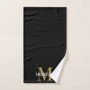 Personalised Name Monogram Black  Hand Towel