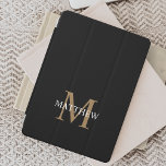 Personalised Name Monogram Black iPad Air Cover<br><div class="desc">Create your own personalised black round ipad case with your custom name and monogram.</div>