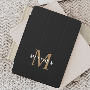 Personalised Name Monogram Black iPad Pro Cover