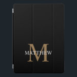 Personalised Name Monogram Black iPad Pro Cover<br><div class="desc">Create your own personalised black round ipad case with your custom name and monogram.</div>
