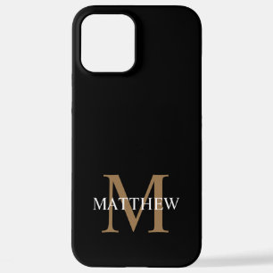 Personalised Name Monogram Black iPhone 12 Pro Max Case