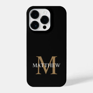 Personalised Name Monogram Black iPhone 14 Pro Case
