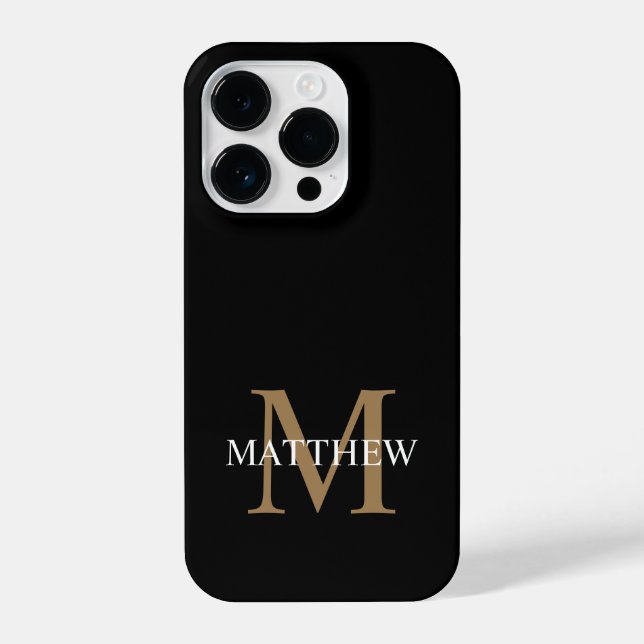 Personalised Name Monogram Black iPhone Case (Back)