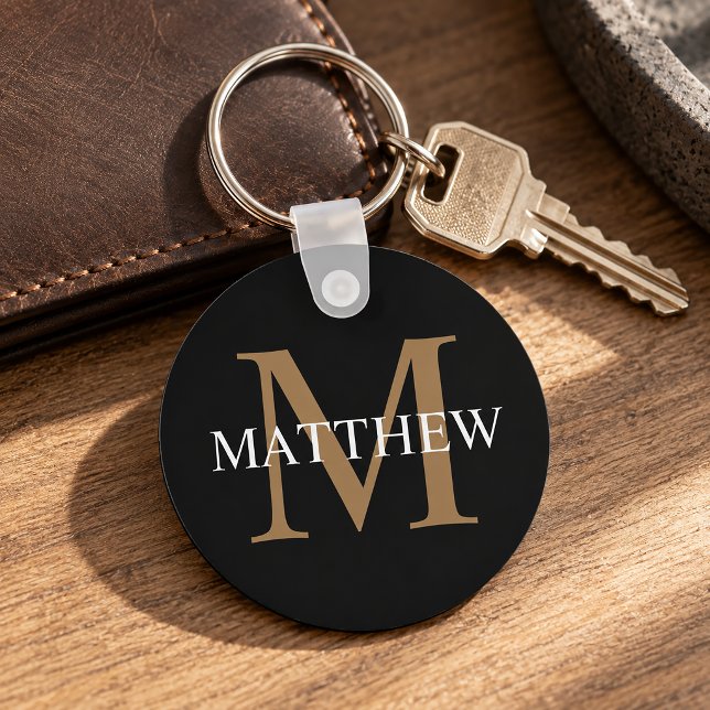 Personalised Name Monogram Black Key Ring (Creator Uploaded)