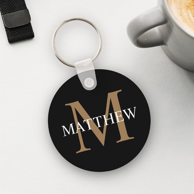 Personalised Name Monogram Black Key Ring (Creator Uploaded)