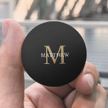 Personalised Name Monogram Black Ping Pong Ball<br><div class="desc">Create your own personalised black round ping pong ball with your custom name and monogram.</div>