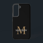 Personalised Name Monogram Black Samsung Galaxy Case<br><div class="desc">Create your own personalised black round phone case with your custom name and monogram.</div>
