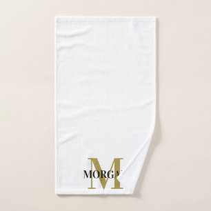 Personalised Name Monogram Black White  Hand Towel