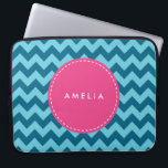 Personalised Name Monogram Blue Chevron<br><div class="desc">Modern and trendy chevron pattern in shades of blue. Customise this by adding your name; click the "Customise it" button and you can easily replace the placeholder text to add your text.</div>
