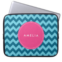 Personalised Name Monogram Blue Chevron