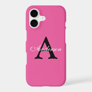 Personalised Name Monogram Bright Pink Background