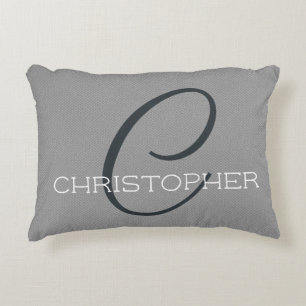 Personalised Name Monogram C Initial Black Grey Decorative Cushion
