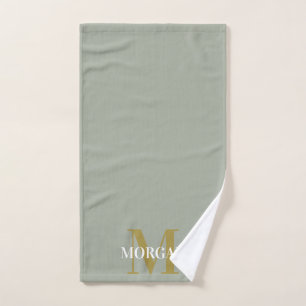 Personalised Name Monogram Desert sage  Hand Towel