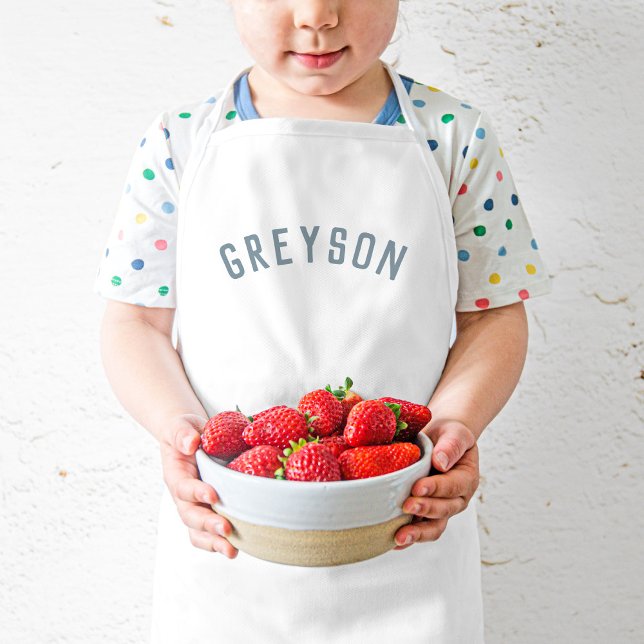 Personalised Name Monogram | Dusty Blue Kids Apron (Creator Uploaded)