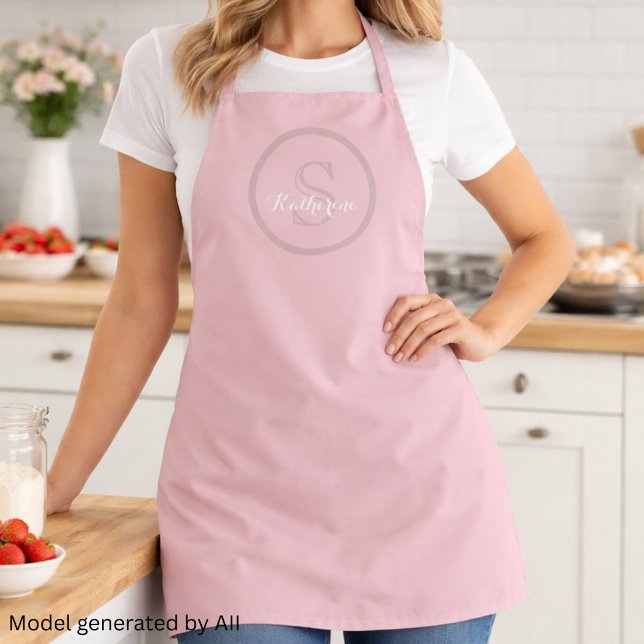 Personalised Name Monogram Dusty Rose Apron (Creator Uploaded)