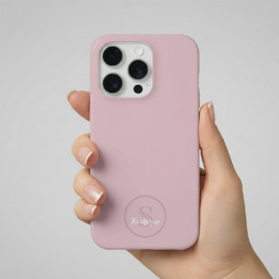 Personalised Name Monogram Dusty Rose iPhone 15 Pro Case