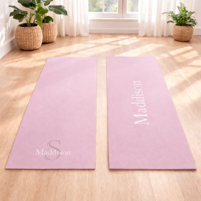 Personalised Name Monogram Dusty Rose Yoga Mat (Creator Uploaded)