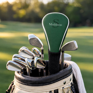Personalised Name Monogram Emerald Green Black Golf Head Cover