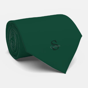Personalised Name Monogram Emerald Green Black Tie