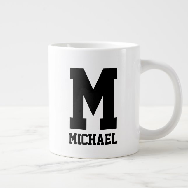 Personalised name monogram extra large large coffee mug (Right)