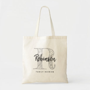 Personalised name monogram family reunion rustic tote bag