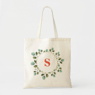Personalised Name Monogram Flower Design Tote Bag