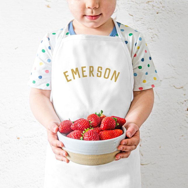 Personalised Name Monogram | Gold Kids Apron (Creator Uploaded)