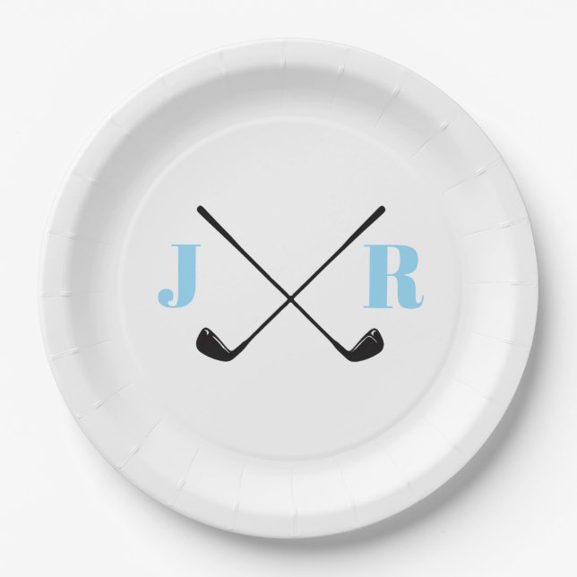 Personalised Name Monogram Golf Club Paper Plate (Front)
