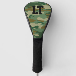 Personalised name monogram green army camo golf head cover