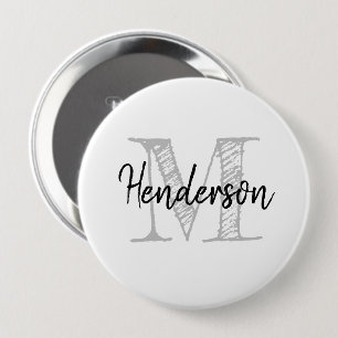 Personalised name monogram huge size round button