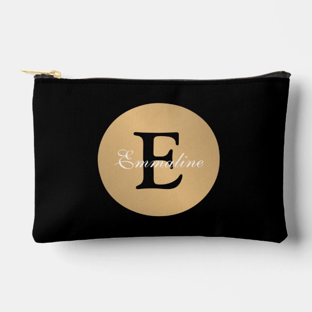Personalised Name Monogram in Circle Button Cutout Accessory Pouch (Front)