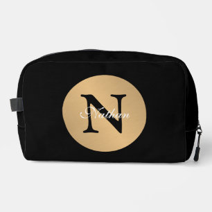 Personalised Name Monogram in Circle Button Cutout Dopp Kit