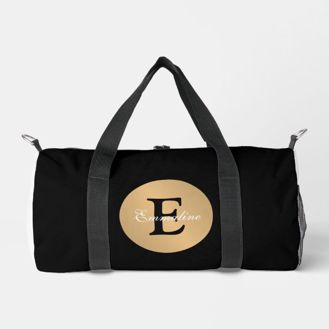 Personalised Name Monogram in Circle Button Cutout Duffle Bag (Front)
