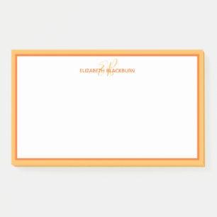 Personalised Name Monogram Initials Orange Post-it Notes
