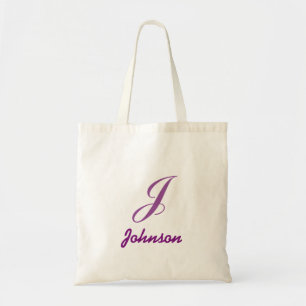 Personalised name monogram lavender purple tote bag
