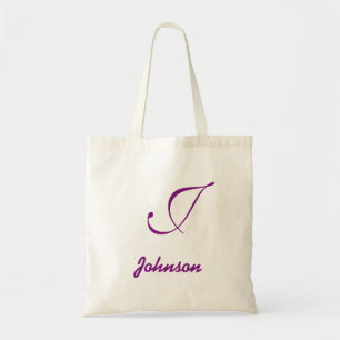 Personalised name monogram lavender purple tote bag