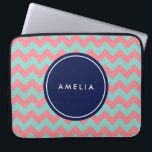 Personalised Name Monogram Light Blue & Pink Laptop Sleeve<br><div class="desc">Modern and trendy chevron pattern in a light blue and pink pastel shade. Customise this sleeve by adding your name; you can easily replace the placeholder text to add your text. For more options such as to change the font and it's size click the "Customise it" button.</div>