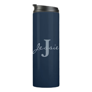 Personalised Name Monogram Lotus Painting Thermal Tumbler