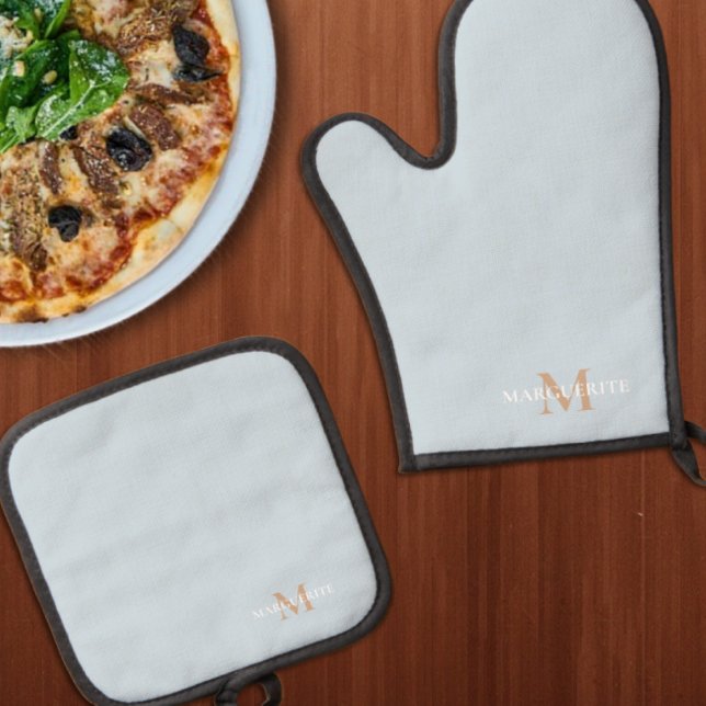 Personalised Name Monogram Oven Mitt & Pot Holder Set (Creator Uploaded)