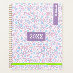 Personalised Name & Monogram Purple Floral Planner