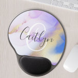 Personalised Name Monogram Purple Watercolor Luxe Gel Mouse Mat<br><div class="desc">Easily personalise this glamourous style abstract lilac watercolor paint and faux gold spray background with your custom details.</div>