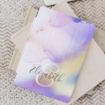 Personalised Name Monogram Purple Watercolor Luxe iPad Pro Cover<br><div class="desc">Easily personalise this glamourous style abstract lilac watercolor paint and faux gold spray background with your custom details.</div>