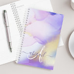 Personalised Name Monogram Purple Watercolor Planner<br><div class="desc">Easily personalise this glamourous style abstract lilac watercolor paint and faux gold spray background with your custom details.</div>